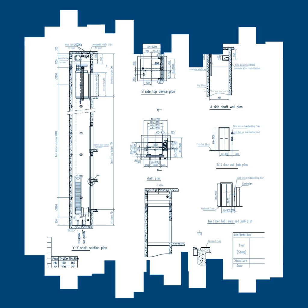 آسانسور روملس (بدون موتورخانه یا MRL) چیست؟ مزایا و معایب 2 نقشه آسانسور روملس